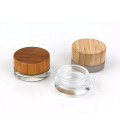 eco friendly 5g 10g 20g face eye cream glass cosmetic jar for skin care with wooden bamboo lid